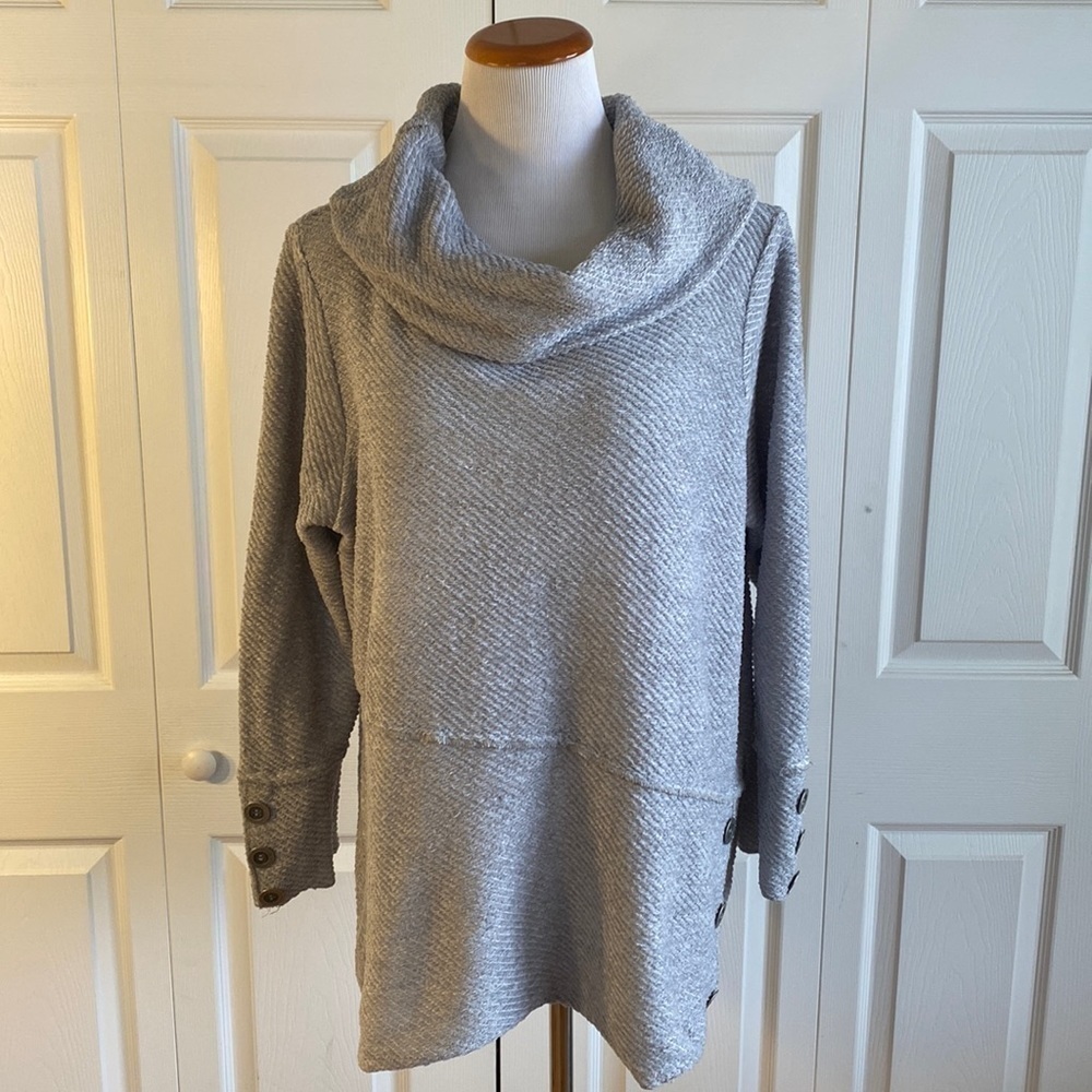 Soft Surroundings Light Gray Cowl Neck Pullover Tunic Size 1X